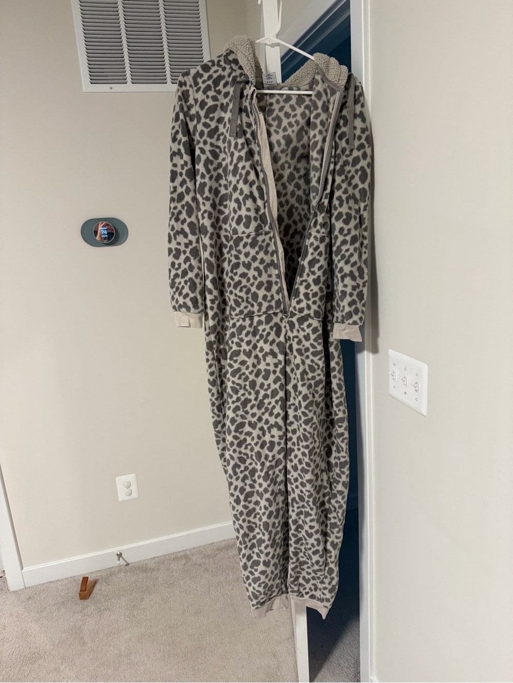 Cozy Gray Leopard Kids Hooded Pajamas